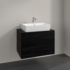 Villeroy und Boch Collaro Waschtischunterschrank C12400AB 80x54,8x50cm, Waschtisch mittig, black oak