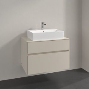 Villeroy und Boch Collaro Waschtischunterschrank C124B0VN 80x54,8x50cm, Waschtisch mittig, LED-Beleuchtung 5,7 W, cashmere grey
