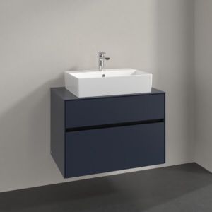 Villeroy und Boch Collaro Waschtischunterschrank C124B0VQ 80x54,8x50cm, Waschtisch mittig, LED-Beleuchtung 5,7 W, marine blue
