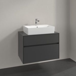 Meuble sous-vasque Villeroy et Boch Collaro C124B0VR 80x54,8x50cm, vasque centrale, éclairage LED 5,7W, graphite