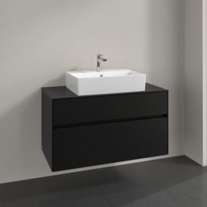 Meuble sous-vasque Villeroy et Boch Collaro C12500VL 100x54,8x50cm, vasque centrale, noir volcan