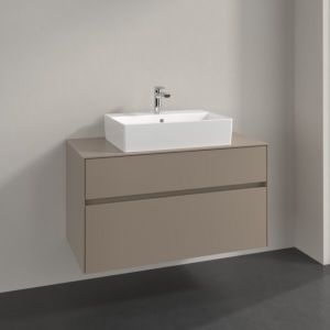 Villeroy und Boch Collaro Waschtischunterschrank C125B0VM 100x54,8x50cm, Waschtisch mittig, LED-Beleuchtung 7,3 W, taupe