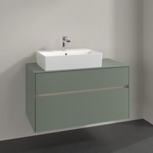 Villeroy und Boch Collaro Waschtischunterschrank C126B0AF 100x54,8x50cm, Waschtisch links, LED-Beleuchtung 7,3 W, soft green