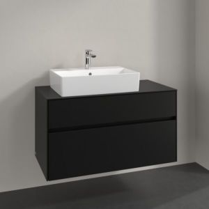Meuble sous-vasque Villeroy et Boch Collaro C12600VL 100x54,8x50cm, vasque à gauche, noir volcan
