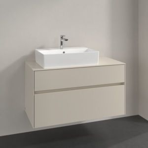 Villeroy and Boch Collaro vanity unit C126B0VN 100x54.8x50cm, washbasin on the left, LED lighting 7.3W, cashmere grey