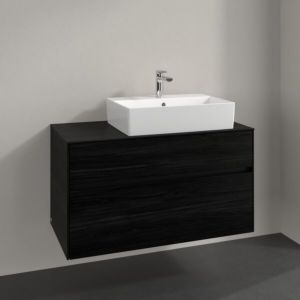Villeroy und Boch Collaro Waschtischunterschrank C127B0AB 100x54,8x50cm, Waschtisch rechts, LED-Beleuchtung 7,3 W, black oak