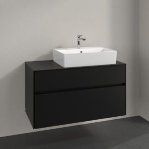 Meuble sous-vasque Villeroy et Boch Collaro C127B0VL 100x54,8x50cm, vasque à droite, éclairage LED 7,3W, noir volcan