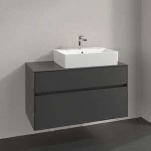 Meuble sous-vasque Villeroy et Boch Collaro C127B0VR 100x54,8x50cm, vasque à droite, éclairage LED 7,3W, graphite