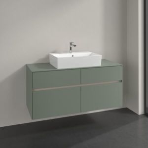 Villeroy und Boch Collaro Waschtischunterschrank C128B0AF 120x54,8x50cm, Waschtisch mittig, LED-Beleuchtung 8,8 W, soft green