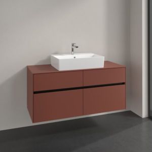 Meuble sous-vasque Villeroy et Boch Collaro C12800AH 120x54,8x50cm, vasque centrale, bordeaux