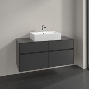 Meuble sous-vasque Villeroy et Boch Collaro C12800VR 120x54,8x50cm, vasque centrale, graphite