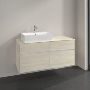 Meuble sous-vasque Villeroy et Boch Collaro C129B0AA 120x54,8x50cm, vasque à gauche, éclairage LED 8,8W, chêne blanc