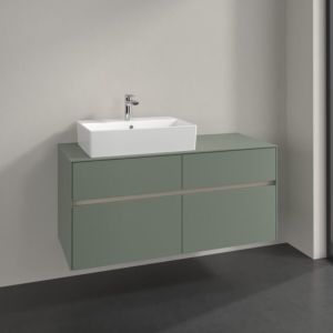 Villeroy and Boch Collaro vanity unit C129B0AF 120x54.8x50cm, washbasin left, LED lighting 8.8W, soft green
