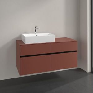 Villeroy und Boch Collaro Waschtischunterschrank C129B0AH 120x54,8x50cm, Waschtisch links, LED-Beleuchtung 8,8 W, wine red