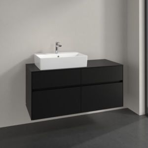 Meuble sous-vasque Villeroy et Boch Collaro C129B0VL 120x54,8x50cm, vasque à gauche, éclairage LED 8,8W, noir volcan