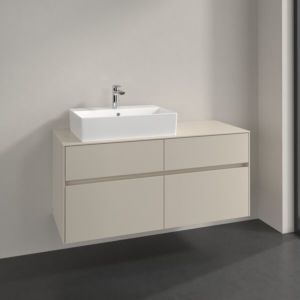 Meuble sous-vasque Villeroy et Boch Collaro C12900VN 120x54,8x50cm, vasque à gauche, gris cachemire