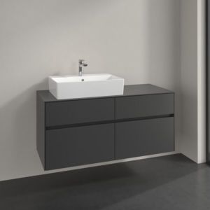 Meuble sous-vasque Villeroy et Boch Collaro C129B0VR 120x54,8x50cm, vasque à gauche, éclairage LED 8,8W, graphite