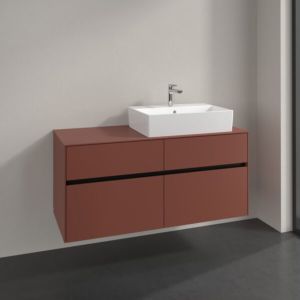 Villeroy und Boch Collaro Waschtischunterschrank C130B0AH 120x54,8x50cm, Waschtisch rechts, LED-Beleuchtung 8,8 W, wine red