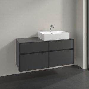 Meuble sous-vasque Villeroy et Boch Collaro C130B0VR 120x54,8x50cm, vasque à droite, éclairage LED 8,8W, graphite