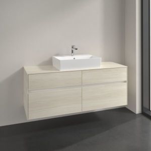 Villeroy und Boch Collaro Waschtischunterschrank C131B0AA 140x54,8x50cm, für Waschtisch mittig, LED-Beleuchtung 10,4W, white oak