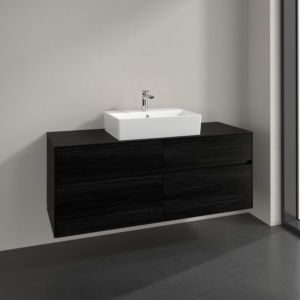 Meuble sous-vasque Villeroy et Boch Collaro C131B0AB 140x54,8x50cm, pour vasque centrale, éclairage LED 10,4W, chêne noir