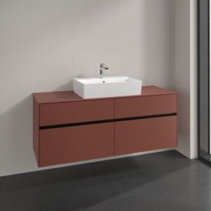 Meuble sous-vasque Villeroy et Boch Collaro C131B0AH 140x54,8x50cm, pour vasque centrale, éclairage LED 10,4W, bordeaux