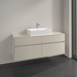 Villeroy und Boch Collaro Waschtischunterschrank C131B0VN 140x54,8x50cm, für Waschtisch mittig, LED-Beleuchtung 10,4W, cashmere grey