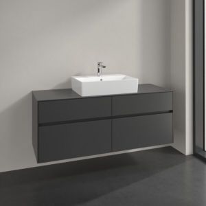 Meuble sous-vasque Villeroy et Boch Collaro C131B0VR 140x54,8x50cm, pour vasque centrale, éclairage LED 10,4W, graphite