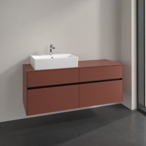 Villeroy and Boch Collaro vanity unit C13200AH 140x54.8x50cm, washbasin left, wine red