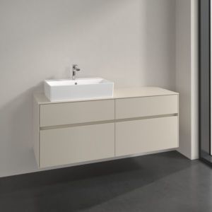 Meuble sous-vasque Villeroy et Boch Collaro C132B0VN 140x54,8x50cm, vasque à gauche, éclairage LED 10,4W, gris cachemire