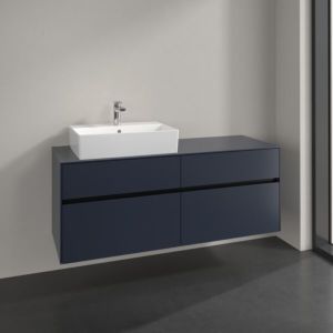 Villeroy und Boch Collaro Waschtischunterschrank C132B0VQ 140x54,8x50cm, Waschtisch links, LED-Beleuchtung 10,4W, marine blue