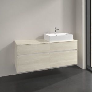 Meuble sous-vasque Villeroy et Boch Collaro C133B0AA 140x54,8x50cm, vasque à droite, éclairage LED 10,4W, chêne blanc