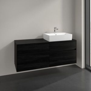 Meuble sous-vasque Villeroy et Boch Collaro C133B0AB 140x54,8x50cm, vasque à droite, éclairage LED 10,4W, chêne noir
