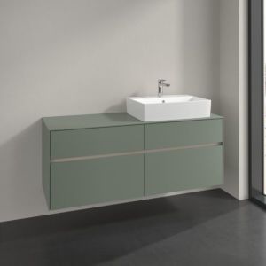 Villeroy und Boch Collaro Waschtischunterschrank C133B0AF 140x54,8x50cm, Waschtisch rechts, LED-Beleuchtung 10,4W, soft green