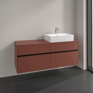 Villeroy and Boch Collaro vanity unit C13300AH 140x54.8x50cm, washbasin right, wine red