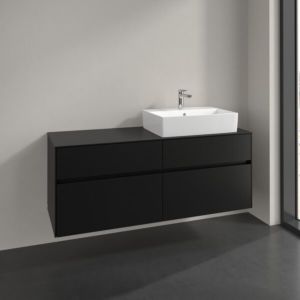 Meuble sous-vasque Villeroy et Boch Collaro C13300VL 140x54,8x50cm, vasque à droite, noir volcan