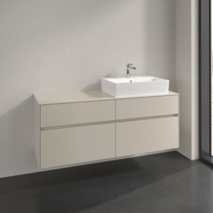 Villeroy und Boch Collaro Waschtischunterschrank C133B0VN 140x54,8x50cm, Waschtisch rechts, LED-Beleuchtung 10,4W, cashmere grey