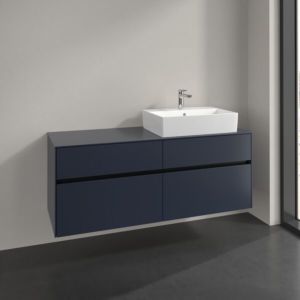 Villeroy und Boch Collaro Waschtischunterschrank C133B0VQ 140x54,8x50cm, Waschtisch rechts, LED-Beleuchtung 10,4W, marine blue