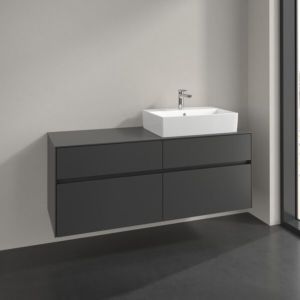 Meuble sous-vasque Villeroy et Boch Collaro C133B0VR 140x54,8x50cm, vasque à droite, éclairage LED 10,4W, graphite