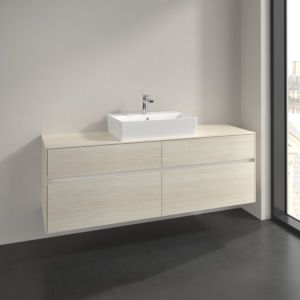 Meuble sous-vasque Villeroy et Boch Collaro C134B0AA 160x54,8x50cm, vasque centrale, éclairage LED 12W, chêne blanc