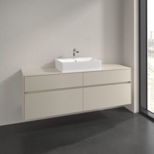 Villeroy und Boch Collaro Waschtischunterschrank C134B0VN 160x54,8x50cm, Waschtisch mittig, LED-Beleuchtung 12W, cashmere grey