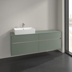 Villeroy and Boch Collaro vanity unit C135B0AF 160x54.8x50cm, washbasin on the left, LED lighting 12W, soft green