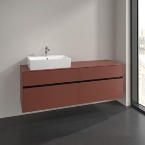 Villeroy and Boch Collaro vanity unit C13500AH 160x54.8x50cm, washbasin left, wine red
