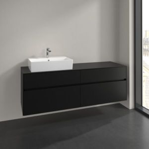 Villeroy and Boch Collaro vanity unit C135B0VL 160x54.8x50cm, washbasin on the left, 12W LED lighting, volcano black