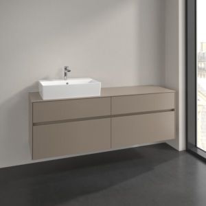 Meuble sous-vasque Villeroy et Boch Collaro C13500VM 160x54,8x50cm, vasque à gauche, taupe