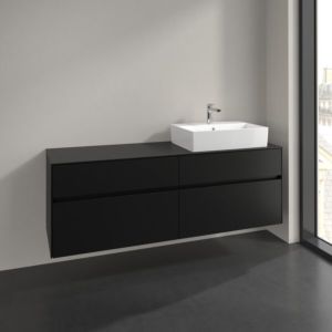 Meuble sous-vasque Villeroy et Boch Collaro C136B0VL 160x54,8x50cm, vasque à droite, éclairage LED 12W, noir volcan