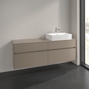 Villeroy und Boch Collaro Waschtischunterschrank C136B0VM 160x54,8x50cm, Waschtisch rechts, LED-Beleuchtung 12W, taupe