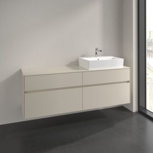 Meuble sous-vasque Villeroy et Boch Collaro C13600VN 160x54,8x50cm, vasque à droite, gris cachemire