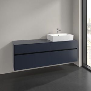 Villeroy und Boch Collaro Waschtischunterschrank C136B0VQ 160x54,8x50cm, Waschtisch rechts, LED-Beleuchtung 12W, marine blue