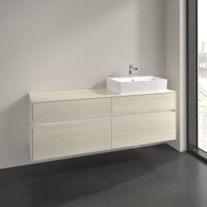 Villeroy and Boch Collaro vanity unit C136B0AA 160x54.8x50cm, washbasin on the right, 12W LED lighting, white oak